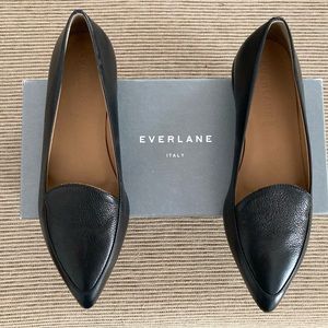 Everlane The Modern Point in Black Leather New Womens Flats Oxfords